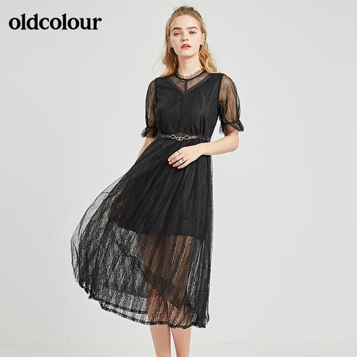 oldcolour秋季商场同款气质中袖连衣裙N21102160 商品图0