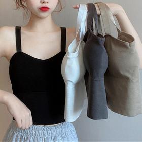 【瑜伽生活家】「洋溢青春气息」宽肩吊带背心女长款抹胸无钢圈防走光裹胸美背外穿修身内衣女