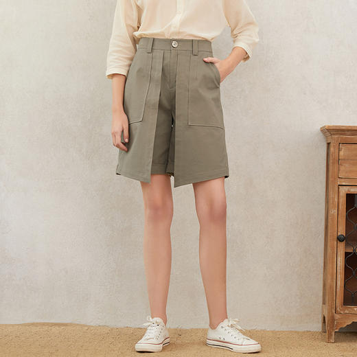 Famecoco范可儿高腰休闲中裤新款时尚五分裤女夏薄款小个子F223GB003 商品图3