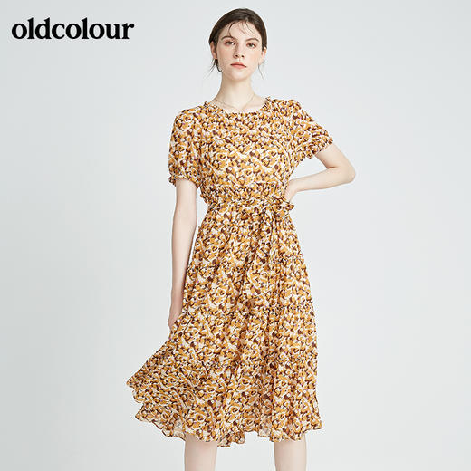 oldcolour秋季商场同款气质碎花短袖连衣裙N23101318 商品图2