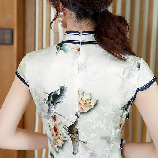 TM2620 真丝高端女装中国风改良复古印花桑蚕丝裙 商品图2