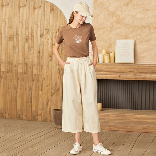 famecoco范可儿宽松休闲裤女春秋新款薄款纯棉弹力阔腿裤学生F223GA105 商品图3