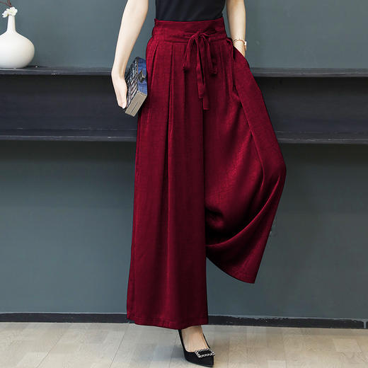 阔腿裤高腰垂感九分裤，大码龟裂纹仿香云纱休闲裤KQL-5123 商品图3