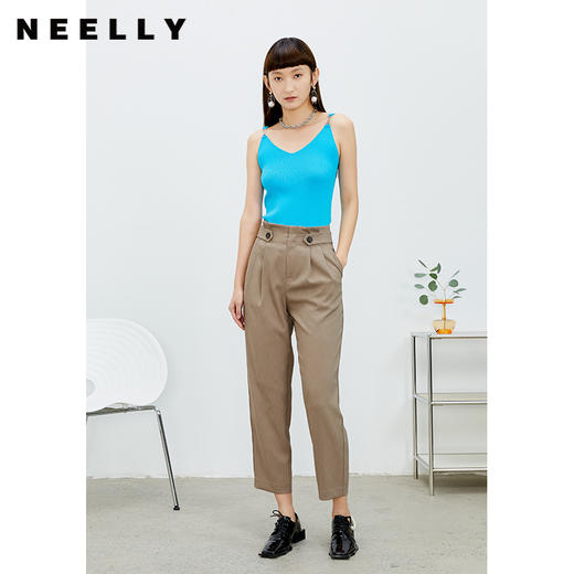 NEELLY纳俪商场同款休闲裤2022春季新款通勤职场长款压褶简约长裤N22032H01161 商品图2