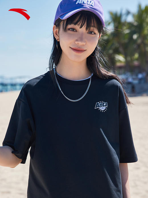 安踏沁凉科技丨后背印花短袖t恤女2022夏季宽松透气女装162228108-1/4 商品图3