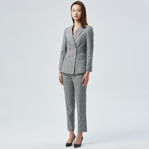【上衣+裤子】罗蒙西装套装女士经典格纹时尚气质商务西服两件套女 商品图6