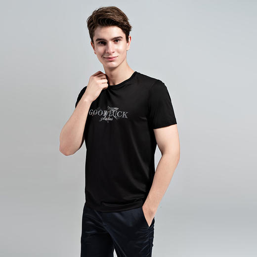 GOOD LUCK/德鲨棉质弹力舒适三色可选圆领短袖T恤BY13518 商品图1