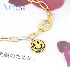 方形锁链嘻哈笑脸合金手链