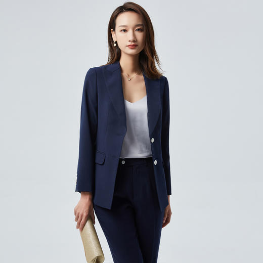 【上衣+裤子】罗蒙女士西服套装简约利落修身显瘦商务通勤西装两件套 商品图5