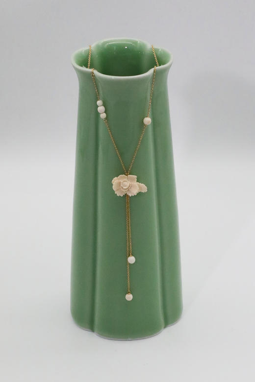 【月出】猛犸牙雕国粹·手工制作·牡丹18K金长链yc 商品图4