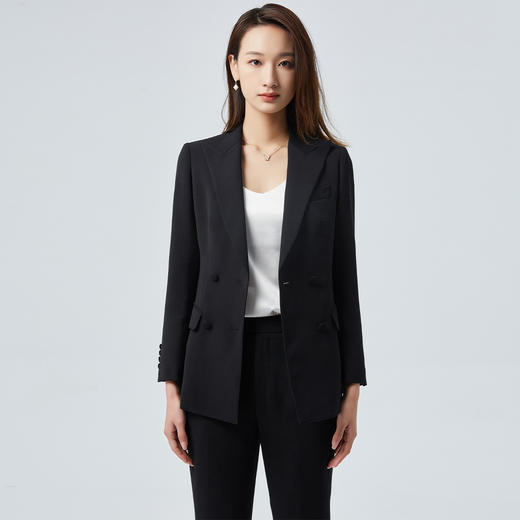 【上衣+裤子】罗蒙女士西服套装商务通勤时尚休闲双排扣西装两件套女 商品图5