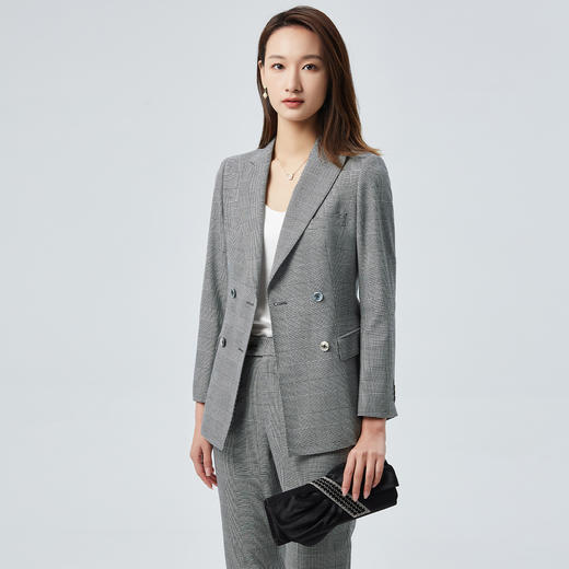 【上衣+裤子】罗蒙西装套装女士经典格纹时尚气质商务西服两件套女 商品图4