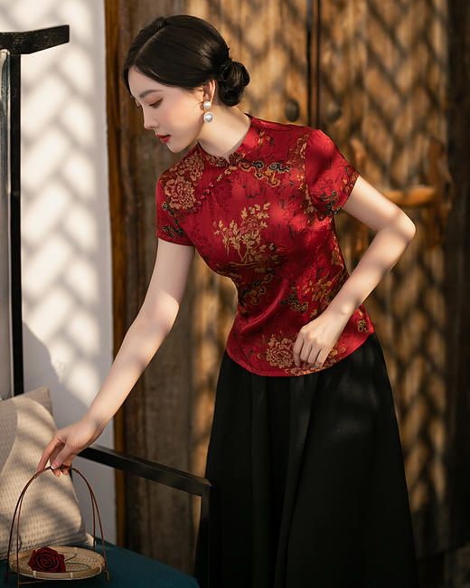 ZAYS-3303夏季中国风时尚改良上衣套装旗袍日常复古蚀骨旗袍 商品图3