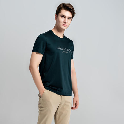GOOD LUCK/德鲨棉质弹力舒适三色可选圆领短袖T恤BY13518 商品图5