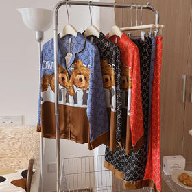 花洛HRLO潮牌熊熊家居服女2023新款夏季网红冰丝薄款卡通睡衣套装