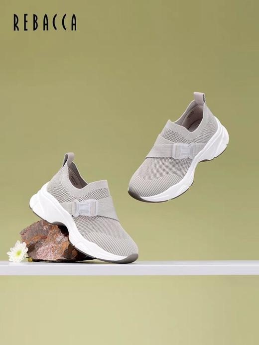2楼瑞贝卡透气舒适飞织休闲百搭轻便跑步鞋运动鞋女鞋 商品图0