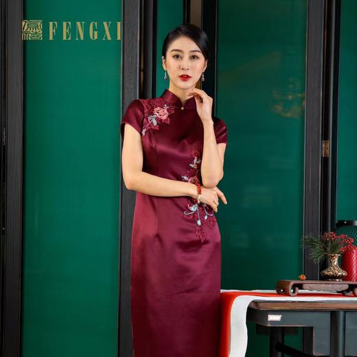 3F FENGXI 凤禧醋缎贴花旗袍 商品图0