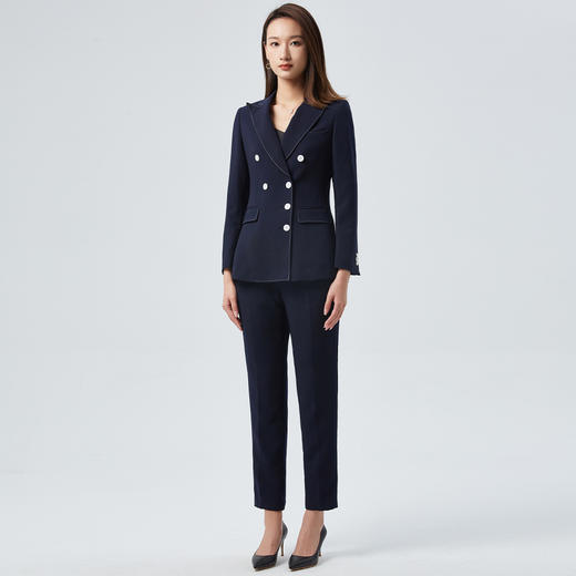 【上衣+裤子】罗蒙女士西服套装时尚气质简约微弹商务通勤西装两件套 商品图3