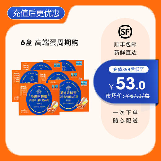 【6盒周期购】圣迪乐鲜蛋高端农场20枚/盒，限定直供 商品图0