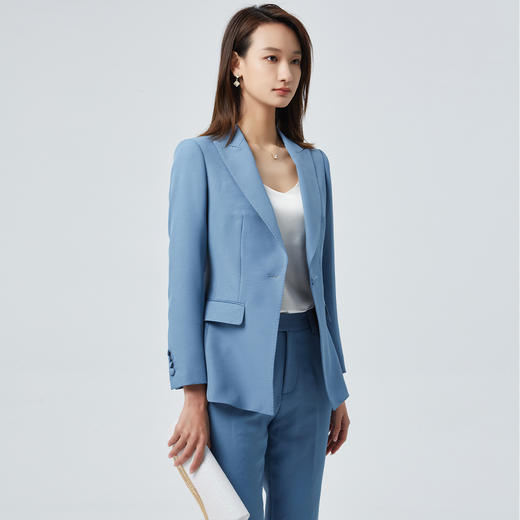 【上衣+裤子】罗蒙西服套装女士纯色简约商务通勤OL优雅气质两件套 商品图4