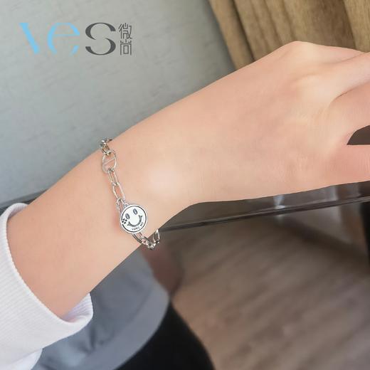 方形锁链嘻哈笑脸合金手链 商品图3