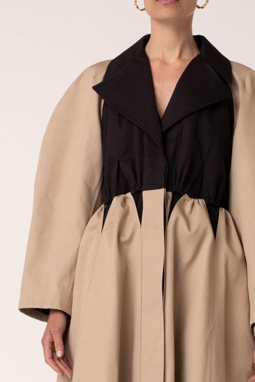 Palmer Harding  棕黄拼黑色翻领廓形长外套 商品图7