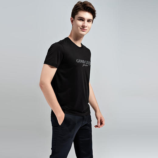 GOOD LUCK/德鲨棉质弹力舒适三色可选圆领短袖T恤BY13518 商品图2