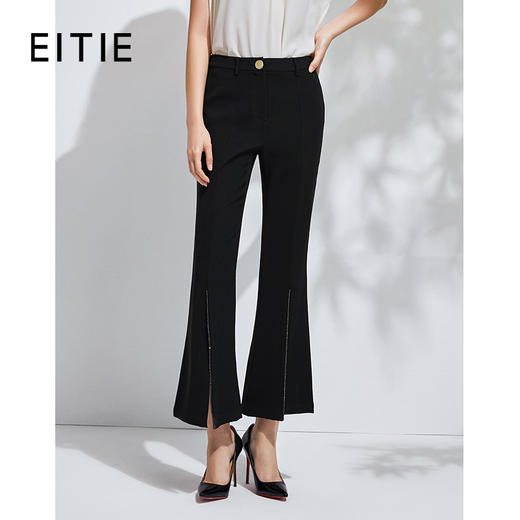 EITIE爱特爱春季新款洋气显瘦通勤百搭时尚开叉喇叭裤长裤女 商品图0