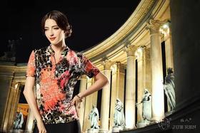 5F  珏人针织一粒扣体恤领短袖