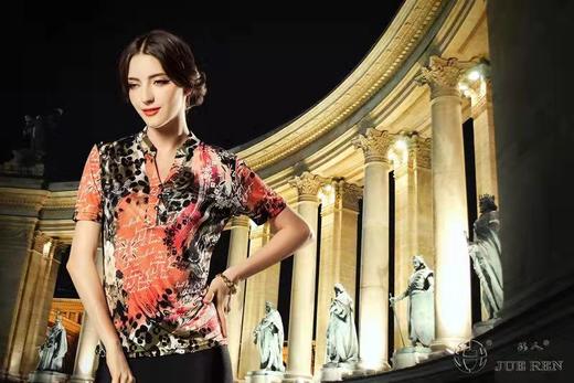 5F  珏人针织一粒扣体恤领短袖 商品图0