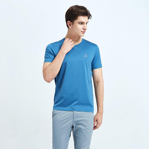 GOOD LUCK/德鲨弹力棉质清爽舒适四色可选圆领短袖T恤BY13528 商品图4