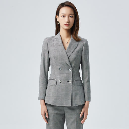 【上衣+裤子】罗蒙西装套装女士经典格纹时尚气质商务西服两件套女 商品图2