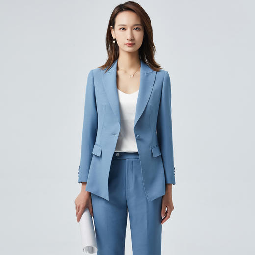 【上衣+裤子】罗蒙西服套装女士纯色简约商务通勤OL优雅气质两件套 商品图5