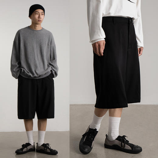 CryingCenter 日式咖棕色直筒西装面料五分裤短裤 商品图4