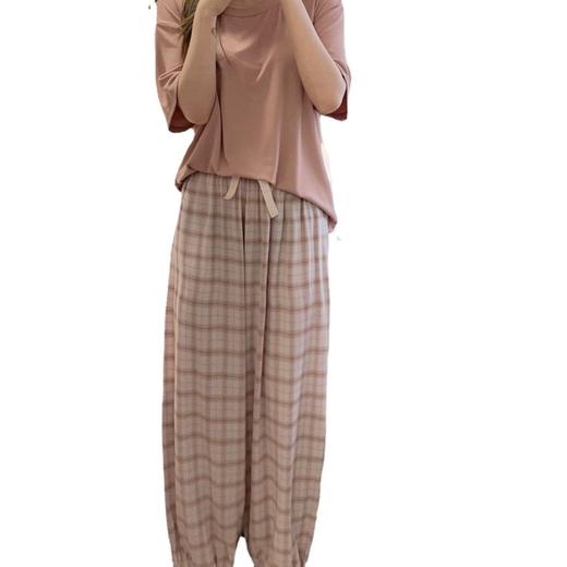 【好舒服！日系糖果套装】夏季新款均码棕色家居棉睡衣休闲透气中袖阔腿裤 商品图4