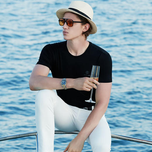 GOOD LUCK/德鲨弹力棉质清爽舒适四色可选圆领短袖T恤BY13528 商品图10