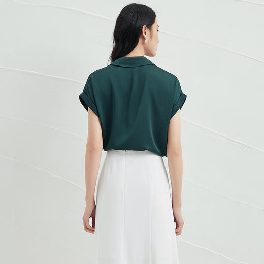 EITIE爱特爱夏季新款翻领纯色百搭宽松通勤风纯色衬衫衬衣6609308 商品图4