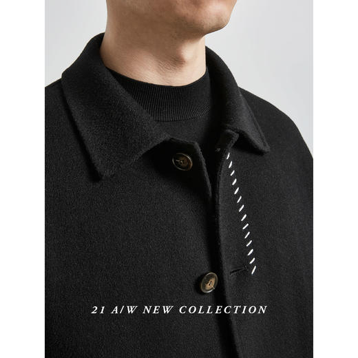 轻奢99%绵羊毛  翻领  手工明线装饰  宽松微阔 男士潮流毛呢夹克80183 商品图2