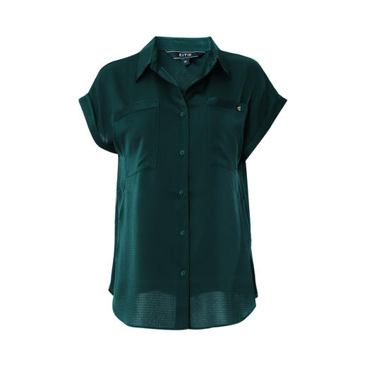 EITIE爱特爱夏季新款翻领纯色百搭宽松通勤风纯色衬衫衬衣6609308 商品图5