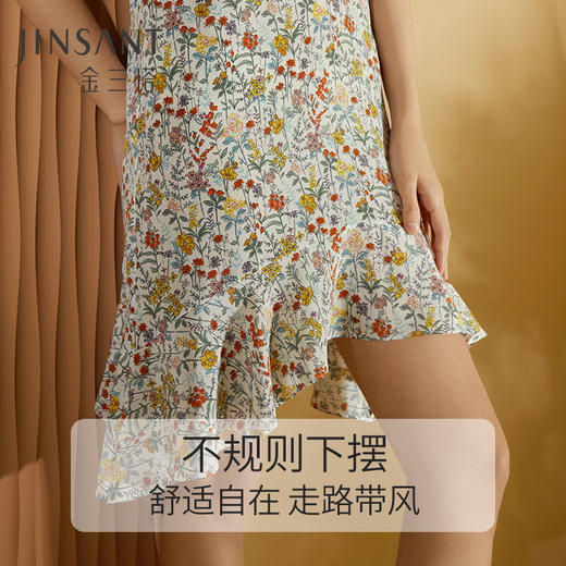 金三塔100%桑蚕丝女真丝印花吊带睡衣可外穿真丝睡裙2022年新品 YSFCB309 商品图3
