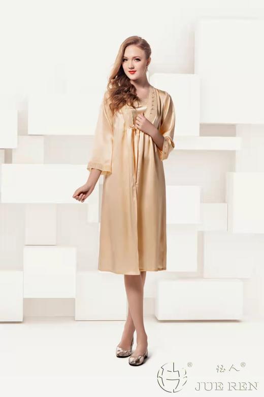 5F  珏人乔其绣花素邹缎睡袍 商品图0