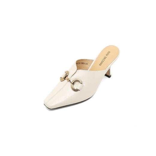 IUIU SECOND夏季时尚马衔扣穆勒拖中跟凉拖鞋 商品图7