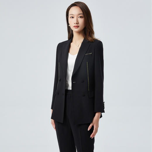 【上衣+裤子】罗蒙西装套装女士设计感西装气质商务通勤小脚裤两件套 商品图3