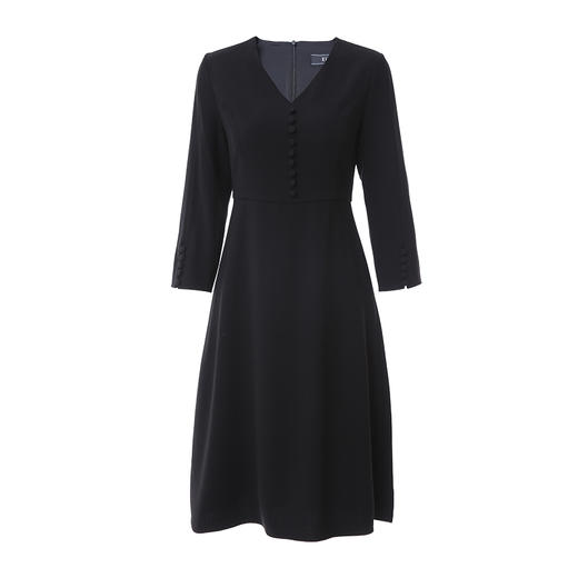 EITIE爱特爱春季新款洋气复古V领修身显瘦简约百搭气质连衣裙6307013 商品图10