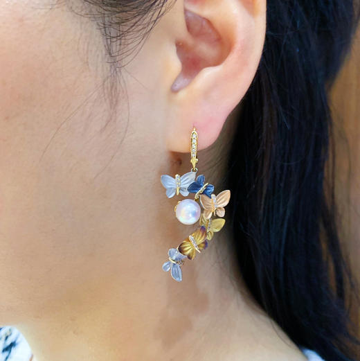 ONLY系列 18K镶钻石和Akoya珍珠 耳坠 商品图3