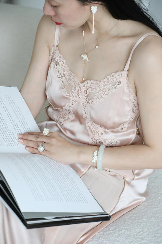 【月出】猛犸牙雕国粹·手工制作·牡丹18K金长链yc 商品图2