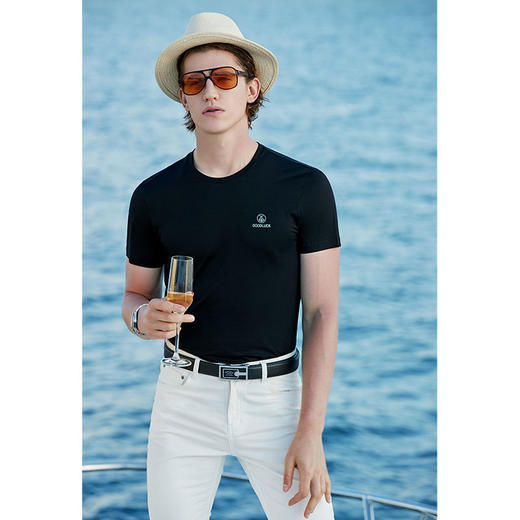 GOOD LUCK/德鲨弹力棉质清爽舒适四色可选圆领短袖T恤BY13528 商品图11