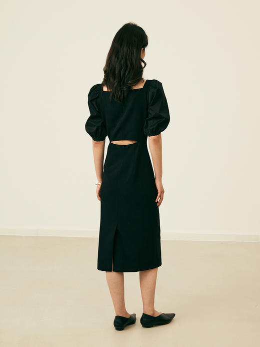 【周四精选福利】HeyDress法式复古连衣裙女夏季方领宫廷感小黑裙优雅泡泡袖裙子 商品图4