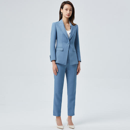 【上衣+裤子】罗蒙西服套装女士纯色简约商务通勤OL优雅气质两件套 商品图2
