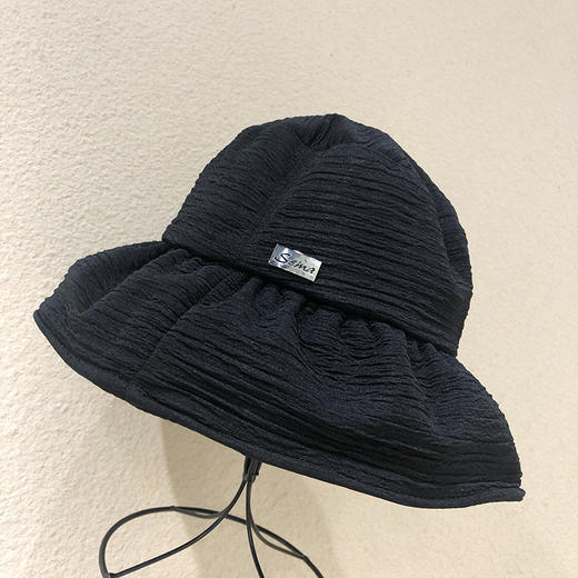 【ins小众渔夫帽！看得见的高品质】日系褶皱条纹渔夫帽女韩版潮百搭秋冬显脸小黑色盆帽 商品图2